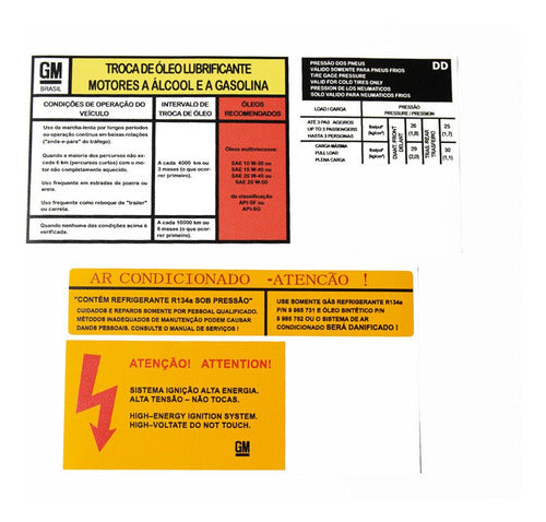 Kit Adesivos Etiquetas Cofre Motor Vectra Até 1996 Etmt6 Fgc 0