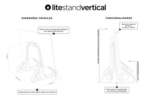 Octoo Vertical Laptop Stand, Double D Vertical Litestand 4