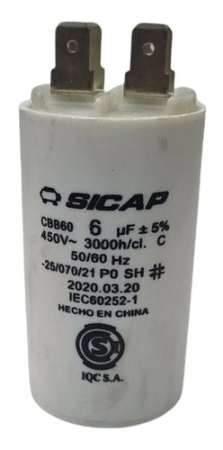 SICAP Capacitor De Arranque De 6 Mf 450v 0