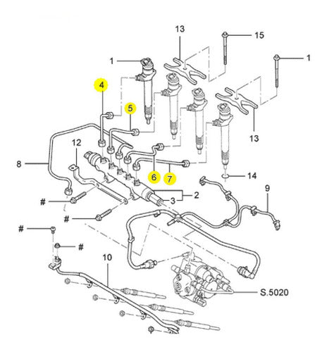 Kit Tubo Cano Combustível Diesel Bico Injetor Transit 2.4 1