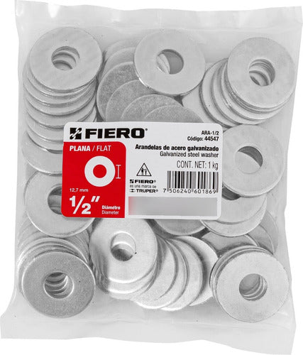 Fiero Arandelas Planas De Acero Galvanizado 1/8'' 3.1mm Bolsa 1kg 2