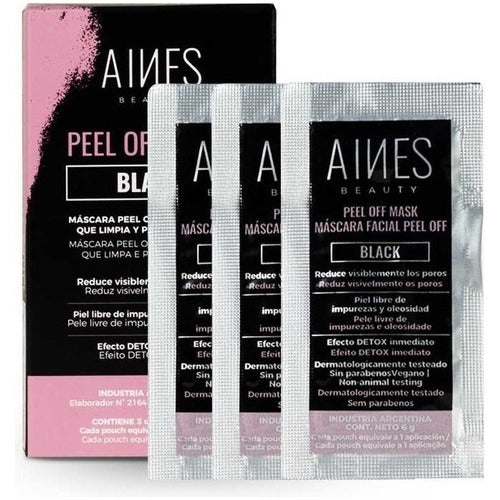 Aines Beauty Black Peel Off Face Mask Pack of 3 - Pack X 3 Mascara Peel Off Aines Beauty Black Para Rostro