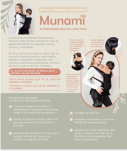 Ergonomic Canvas Baby Carrier Backpack up to 18 kg by Munami 7