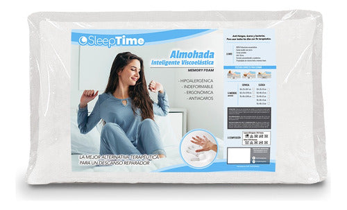 SleepTime Intelligent Viscoelastic Pillow - With Cover - Free Shipping 0