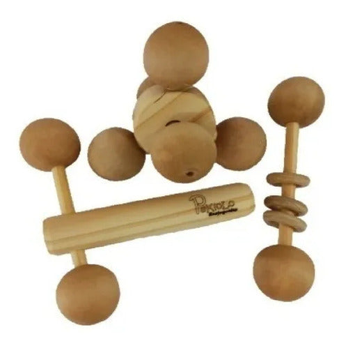 Pekiolo Natural Wood Rattles Kit for Babies 1