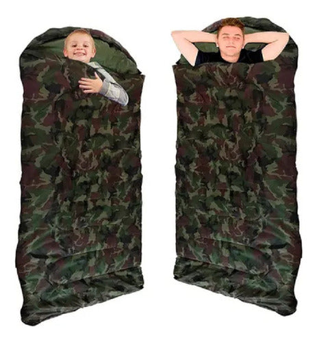 Camp Sleeping Bag Pijamadas 2 Mts Grande Con Bolso Tranporte 1