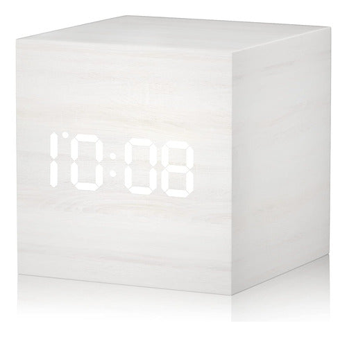 WulaWindy Wood Alarm Clock Digital LED Light Minimalist Mini Cube 1