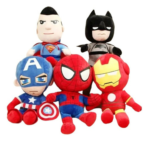 5 Peluches Spiderman Batman Superman Ironman Cpitán América 0