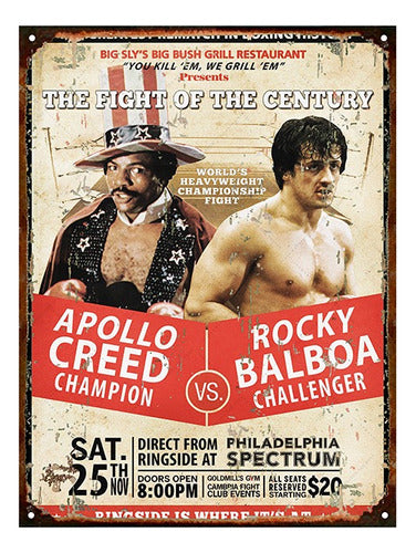 Club del Poster Cartel Chapa Publicidad Antigua Boxeo Rocky Vs Apollo L146 7