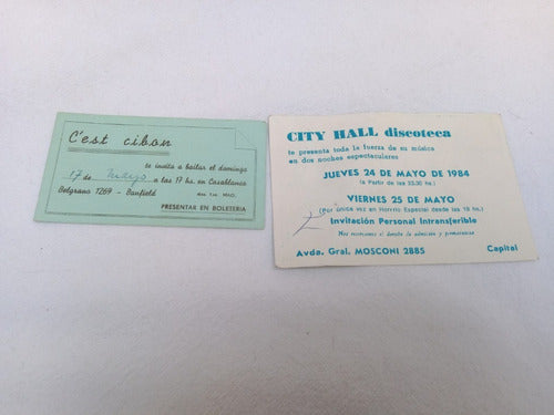 Lote De 2 Tarjetas Publicidad City Hall Casablanca Discoteca 1