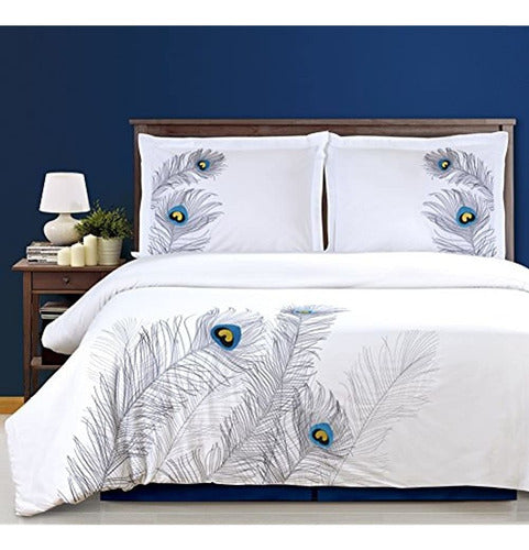 Superior Peacock 3 Pieces Kingcalifornia King Comforter Set 0