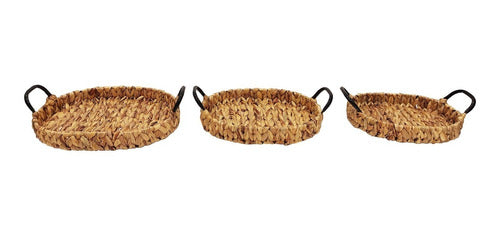 Sheshu Bandeja Para Servir Rattan Agarradera Set X3 U. M1 0