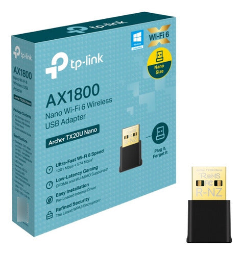 Adaptador Inalambrico Tp-link Archertx20u Nano Ax1800 Wifi6 0