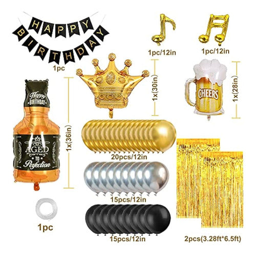 Black and Gold Birthday Party Decorations for Men 1