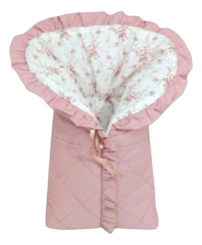 Saco De Dormir Porta Bebê Rose Rosa Antigo Floral Algodão 0