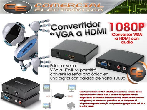 Fullenergy VGA To HDMI 1080P Converter With RCA Audio And AC Power 3