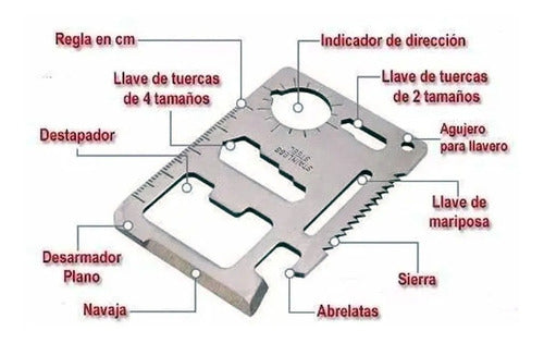 Survival Card 11 Functions Stainless Steel with Case 3