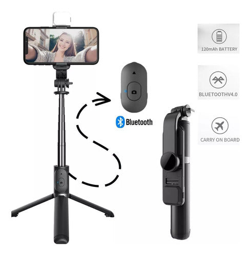 Selfie Stlck Com Led Tripé De Selfie Extensivel Com Controle 3