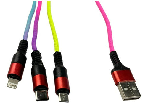3-in-1 USB Charging Data Cable: Micro USB Type C Lightning 0