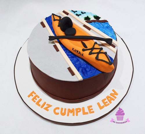 SS GOURMET Torta Kayak Con Remo En El Rio - Tematica Personalizada 0