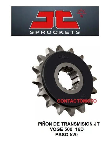 JT Sprockets 16 Teeth Voge 500 DS/R Special Sprocket with Anti-Noise Rubber - Step 520 DSX 1