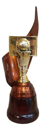 CABPremiaciones Trofeo Metálico Alegoría Base Madera Basquet Tablero 28cm 0