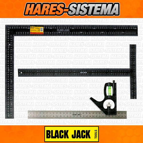 Black Jack Kit 3 Adjustable Steel Squares Level Set 1