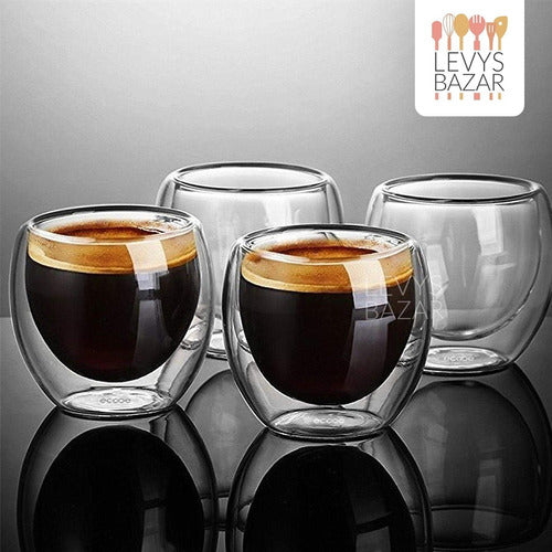 Set Vasos Barista X2 Cafe Doble Pared Vidrio Pocillos Tazas 7