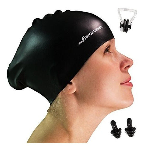 Gorra De Natación De Silicona Extra Grande De Proswims Para 0