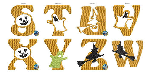 Halloween Witch Night Embroidery Alphabet Letters Matrix Set 2