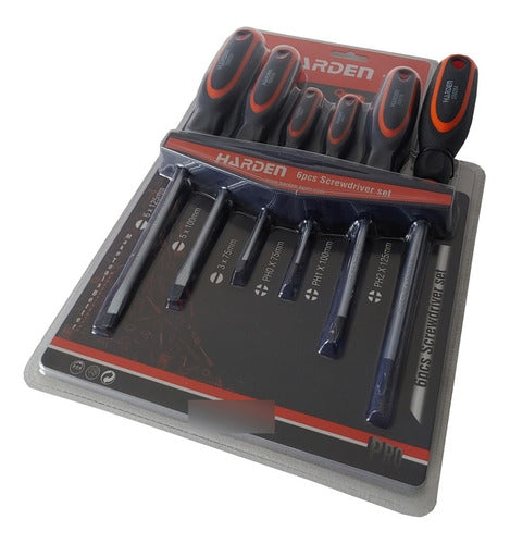 Harden Magnetic Screwdriver Set 6pcs Flat Phillips 0