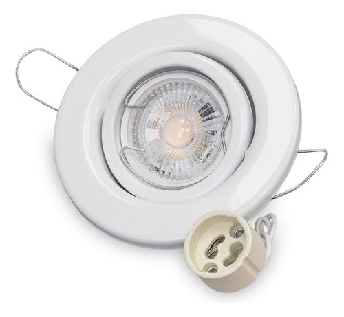 Miler Spot Embutir Blanco Circular Con Dicroica Led 7W Pack X10 0