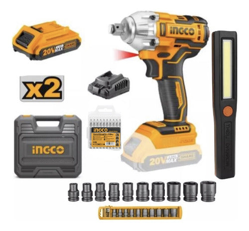 Ingco 20V Impact Wrench with 2 Batteries and Carrying Case CIWLI2038 0