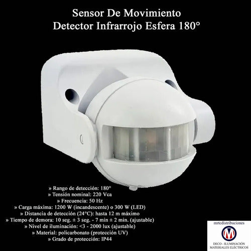 Etheos Infrared Motion Sensor Sphere Detector 180° 1