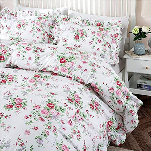 Zjzc Art Ruffle Queen Duvet Cover Set, 100% Cotton 1