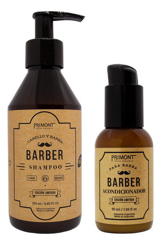 Primont Barber Hair and Beard Care Kit - Primont Barber Shampoo Pelo + Acondicionador Barba 6C