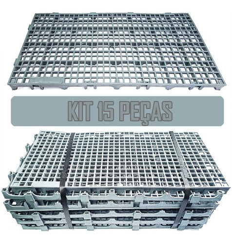 Kit 15 Pç Piso Pallet Plástico 25x50 Multiuso Cinza - Palete 0