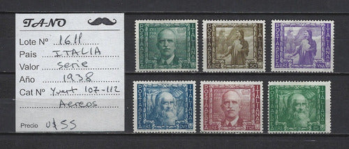 TANO Italia 1938 Series Stamps Set Yvert# 107-112 Aéreos 1