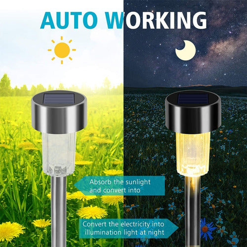 Lampara Luz Led Recargable Solar Para Jardin Pincho Metalico 6