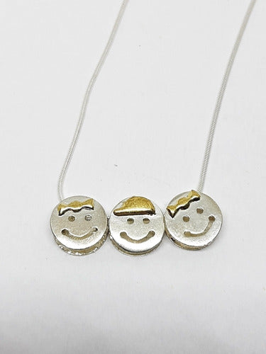 IVANALA Gold Necklace with 3 Faces Charms - Sterling Silver and Gold - Choice of Faces - Italian Silver Chain 4
