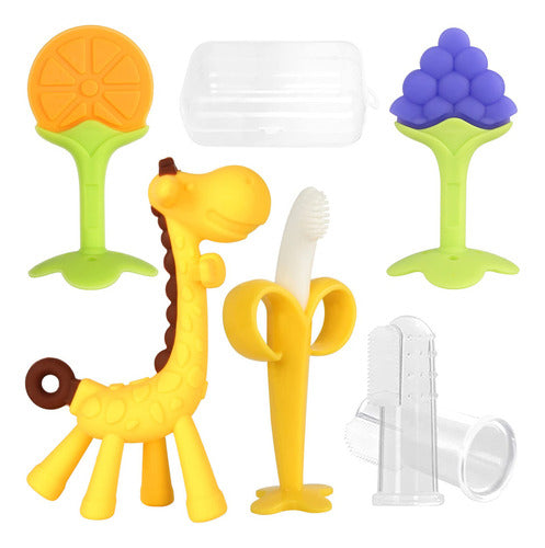 Chuya Teething Toys - Set of 4 Banana Toothbrush Teething Rings 0