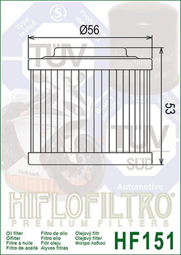 Hiflofiltro Filtro De Aceite Bombardier 650 Ds Hiflofiltro Hf151 Ryd 1