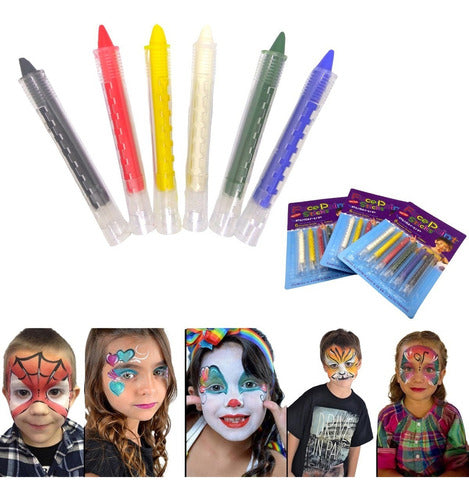 Face Paint Sticks Maquillaje Artístico Blister X 6 Colores Crayon Paint Face 0