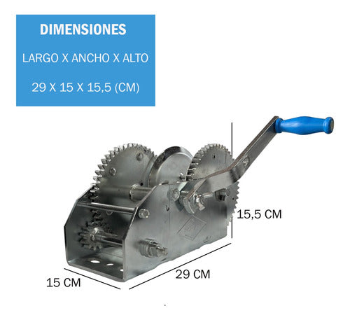 RO-AN Nautical Winch 1200kg Double Reduction + Reinforced Strap 1