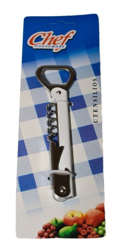 Chef Corkscrew Bottle Opener for Wine and Beer 0