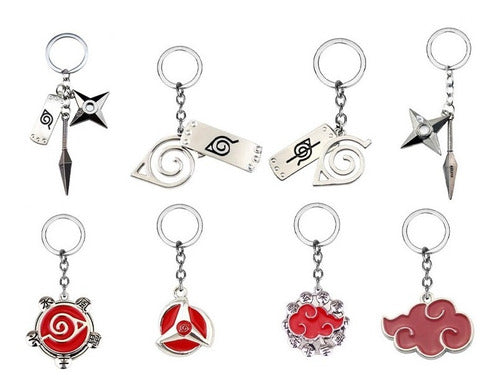 Maravillo Naruto Logo De La Hoja + Banda Akatsuki Manga Anime Keychain 1