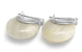 Tiendaadrn White Mother of Pearl Basket Earrings 1.5cm of 925 Silver 0