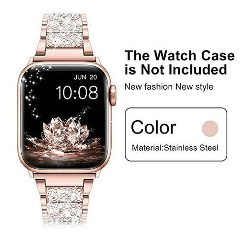 Bling Band for Apple Watch Series 1-7 Rose Gold 42mm/44mm/45mm 2