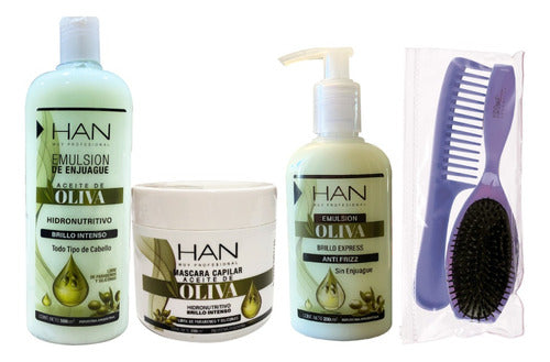 HAN Anti-Frizz Olive Hair Treatment Kit + Comb 0