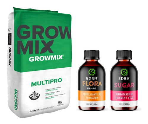 Sustrato Growmix Multipro 80lts Con Eden Flora Sugar 500 Cc 0